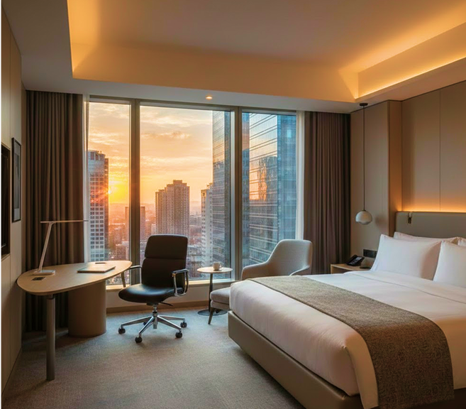 Quarto de hotel com vista para a cidade